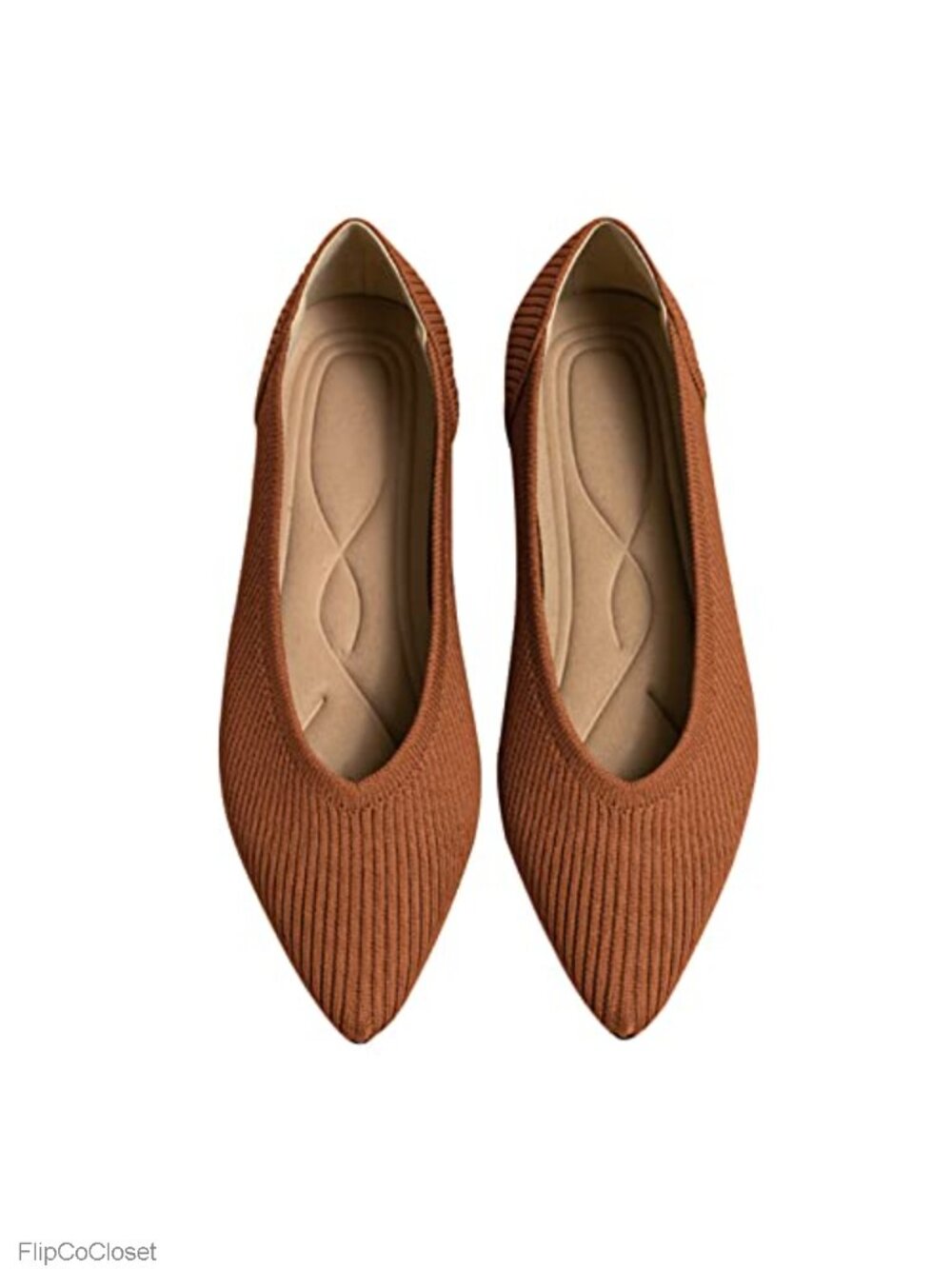 Pointed Toe Knit Ballet Flats Comfortable Dressy Slip On Shoes